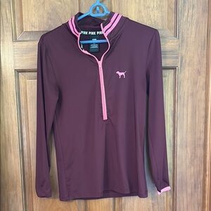 Pink Logo Maroon Long Sleeve Top
